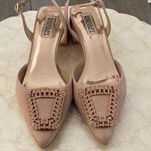 Badgley Mischka Nude Embellished Heels